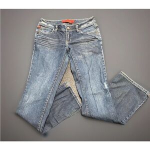 Level 99 Newport wide leg jeans size 29 Distressed Buttons Stitching Pockets